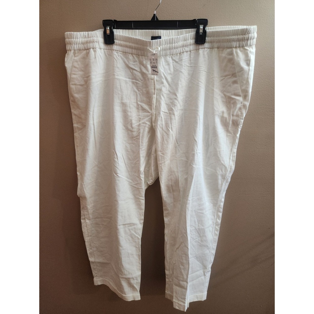 J. Crew Pull On White Linen Blend Pants Size 22 NWT Style# AW839